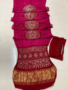 ผ้าไหมโมดอลแท้ กาล่า บันเดจ ซารี พร้อมขอบผ้าลายบันเดจ ชุดบันดานี สำหรับงานเทศกาลและงานเลี้ยงแบบดั้งเดิม - Product Image 5