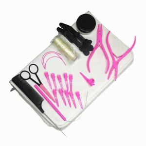 Hair Extension <b>Tools</b> Kit Plastic Professional Styling Set for Installation and Removal <b>Pink</b> and Black <b>Tools</b> Latest Style - Product Image 1