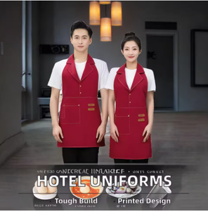Uniforme de Recepcionista de Hotel Vesbhusha, Diseño Personalizado, Delantal de Tela Impermeable con Detalles en Cuero, para Restaurante, Bar - Product Image 2