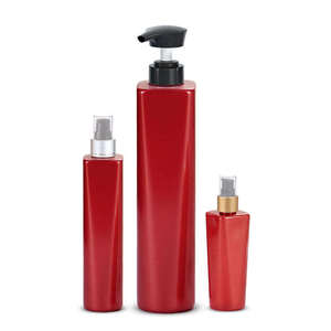 Top Screen Printed Custom Label Pump Sprayer Bottom PET Plastic Bottles Unalilia <b>Red</b> Square 120ml/280ml/850ml <b>Shampoo</b> - Product Image 5