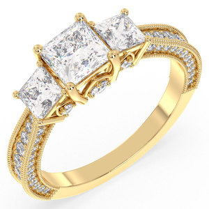 REYES – bague en Moissanite de haute qualité pour femmes, coupe princesse, 2.41 carats, en argent sterling 925 plaqué or jaune, bijoux fins - Product Image 1