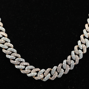 Rose Gold Plated Moissanite Cuban Link <b>Chain</b> Necklace 925 Sterling Silver <b>Ice</b> Cube Hip Hop Jewelry for Men and Women - Product Image 2