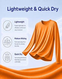 Men's Orange Long Sleeve Rash Guard 100% Polyester Quick Dry Full Sleeve Solid Color UPF50+ Anti UV <b>Swim</b> <b>Shirt</b> - Product Image 4