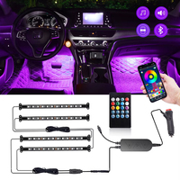 Kit de Iluminación Ambiental Universal para Interiores de Automóviles, 48 LED RGB, Luz para el Espacio entre los Pies, Control de Música, Lámpara de Decoración Automotriz