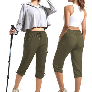 Pantalon Capri pour femme de haute qualité avec taille à cordon, tissu léger et respirant, pantalon cargo d'été avec poche, léger - Product Image 2