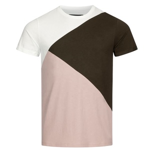 T-shirt à manches courtes et col rond pour homme, motif géométrique, blanc, bleu marine, bleu clair - Product Image 4