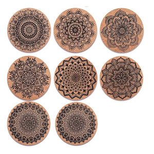 Posavasos de corcho, paquete de 8 posavasos de corcho, posavasos redondos reutilizables, posavasos de corcho absorbentes reutilizables con soporte - Product Image 5