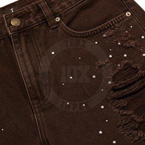 Fabricant professionnel de shorts en jean déchirés avec strass 100% coton, taille haute, shorts en denim personnalisés à vendre - Product Image 6
