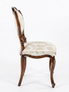 Chaise de salle à manger vintage rembourrée, chaise latérale en bois sculpté, motif damassé, chaise d'appoint pour salle à manger formelle - Product Image 2