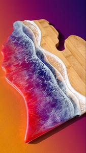 Plateau de service en bois et résine époxy fait main, grande taille, plateau alimentaire, planche à fromage en bois naturel, accessoires de cuisine et de salle à manger - Product Image 3