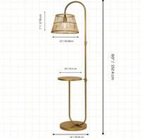 Lampadaire moderne en laiton avec abat-jour en rotin, hauteur réglable, pour salon, lumière chaude