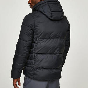 Veste matelassée personnalisable en polyester 100 % bleu marine pour homme, col montant, imperméable et coupe-vent, vente en gros - Product Image 3
