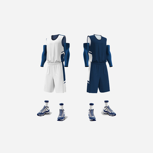 Custom Sublimation Basketball Uniform Reversible Jersey Set <b>Long</b> <b>Sleeve</b> <b>Vest</b> Shorts Team Sports Kit - Product Image 3