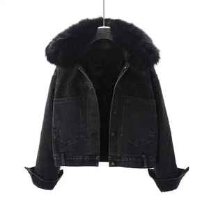 Oem Women's <b>Denim</b> Jacket Casual Outwear Fall Winter Breathable Quick Dry Cotton Oversized Zipper Closure <b>Coat</b> for Ladies - Product Image 1