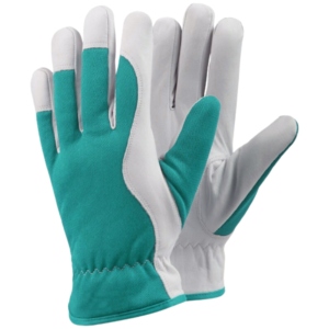 Guantes de Trabajo de Cuero Granulado de Vaca, Puntas de los Dedos Texturizadas en Azul y Blanco, Antideslizantes, con Muñequera Elástica, Guantes de Seguridad de Uso General - Product Image 4
