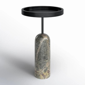 Mesa Auxiliar de Lujo con Base Esculpida de Piedra y Bandeja Elevada, Estilo Moderno y Sofisticado para Sala de Estar - Product Image 2