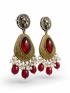 ELVORA GEMS Vintage Lion Head <b>Claw</b> Setting Chandelier <b>Earrings</b> Crystal Imitation Pearl Women's Party Jewelry - Product Image 3