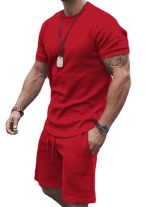 2026 OEM Custom Unisex Men's <b>Twin</b> <b>Set</b> 2-Piece Short Knitted T-Shirts and Shorts with Printed Pattern - Product Image 4