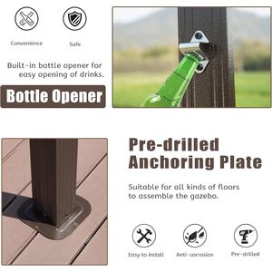 Gazebo per Barbecue con Tetto Rigido da 8,5 Piedi, Struttura in Acciaio Zincato a Doppio Tetto, Tettoia per Esterni e Pergola con Protezione Solare Permanente - Product Image 5