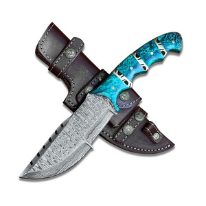 Couteaux de chasse en acier Damas sur mesure de qualité supérieure, service OEM, couteaux de chasse en acier Damas pur avec étui en cuir - Product Image 6