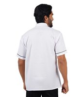 Veste de chef uniforme à manches courtes pour hommes, double boutonnage avec fermeture réversible, confortable et élégante, facile d'entretien et respirante