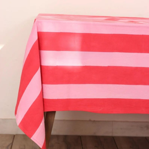 Red and Pink Stripe Cotton <b>Tablecloth</b> 100%Cotton <b>Tablecloth</b> Table Cover Linen Set Rectangular Dining Table Cover - Product Image 2