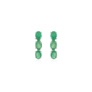 Classy Triple Tier Natural Oval Cut <b>Emerald</b> May Birthstone <b>Drop</b> <b>Earrings</b> in 925 Sterling Silver Jewelry For Women's Accessories - Product Image 1