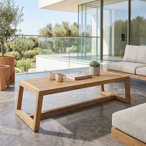Hermosa Outdoor <b>Table</b> Modern Solid Teak Wood Patio Furniture Elegant Rectangular Terrace Dining <b>Table</b> For Exterior Living Spaces - Product Image 3