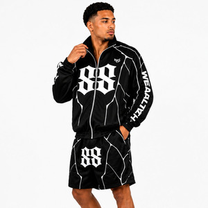 Custom Black Full Zip Track <b>Jacket</b> and Shorts Set <b>Gothic</b> Summer Windbreaker Tracksuit Nylon Men's Shorts Windbreaker Hoodies USA - Product Image 1