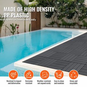 "36-Pack <b>Plastic</b> Waterproof Outdoor Decking <b>Tiles</b> 11.6"x11.6" 36 Sq. ft All-Weather Use Interlocking Patio Floor" - Product Image 6