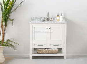 Luxury Modern 36" Solid Wood Plywood Floor Mounted Bathroom <b>Vanity</b> Combo Marble Basin Durable Construction Soft Closing <b>Drawers</b> - Product Image 3