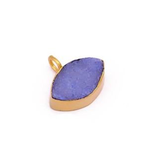 Conector de Druzy Morado Chapado en Oro |   Colgante de Piedra Preciosa Hecho a Mano con Forma de Marquesa para Joyería - Product Image 1