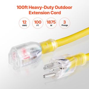 Cavo di Prolunga LED Rinforzato da 30 Metri, 12AWG, 15 Ampere, 1875W, 3 Poli, Flessibile per Interni ed Esterni, Elettrico in ABS, Conforme CE 40 - Product Image 2