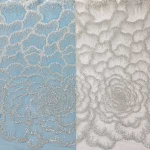 New Vision Eco-Friendly Beads Sequin Embroidered Polyester Net <b>Fabric</b> 54 Inch Wide 600 GSM Floral Paisley Lace Pattern <b>Glitter</b> - Product Image 1