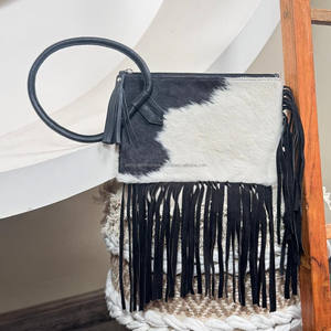 2025 lujo piel de vaca cuero flecos brazalete embrague nuevo diseñador bolso Sling Bag pelo en piel oculta bolso multiuso de mujer - Product Image 4