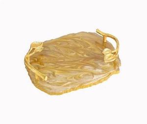 Plateau de service moderne en résine artisanale de qualité supérieure, résistant au lave-vaisselle, avec poignées, plateau décoratif pour la cuisine, plateau à nourriture pour la maison, table à manger, thé, café - Product Image 1