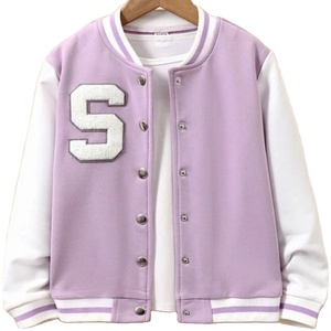 Chaquetas Varsity de Invierno de Forro Polar Estilo Cool Personalizadas, Chaquetas Varsity de Cuero Tipo Bomber para Mujer - Product Image 5