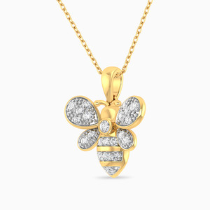 Gold Plated <b>Bee</b> Pendant Necklace With Diamond Accents Round Brilliant CutInsect Design Cute Style Link Chain Unisex Everyday Wea - Product Image 2