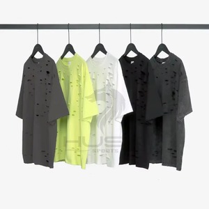 Camiseta Oversize para Hombre de Alta Gama, 100% Algodón, con Logotipo Personalizado, Estilo Urbano Tejido con Orificios de Corte Únicos, Último Diseño 2026 - Product Image 2