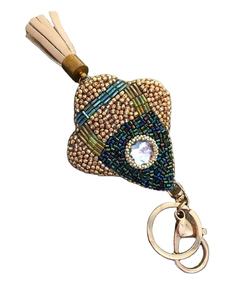 Porte-clés rond perlé avec visage souriant, anneau en toile tissé en acrylique, style classique, léger, durable et simple - Product Image 5