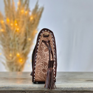 Bolso Bandolera de Mujer, Hecho a Mano, de Cuero Genuino, con Piel de Vaca, Impermeable, con Estampado Floral, Estilo Bohemio, Nuevo y Elegante - Product Image 2