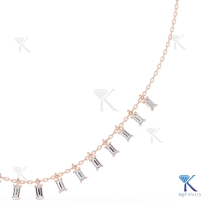 Collar con colgante de diamantes cultivados en laboratorio, estilo baguette, en oro macizo de 14K/18K, joyería fina para mujer, delicado amuleto, gargantilla, regalo nupcial - Product Image 5