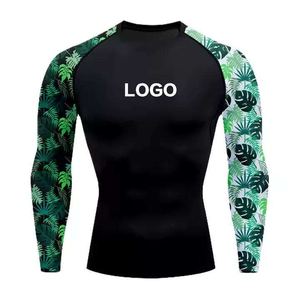 Custom MMA Nylon Spandex Rash Guard With Lightweight Flatlock Seams And Custom Logo Long Sleeve <b>Compression</b> <b>Shirt</b> <b>For</b> Training - Product Image 1