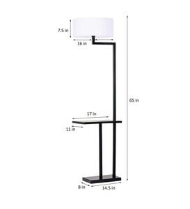 Luxury elegant white cotton shade <b>shelf</b> floor <b>lamp</b> with metal base oem odm low moq factory price wholesale bulk supply - Product Image 6