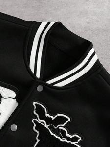 Black <b>white</b> varsity outerwear College style Baseball bomber fashion winter streetwear wool blend warm <b>jacket</b> for <b>men</b> Wholesale - Product Image 6