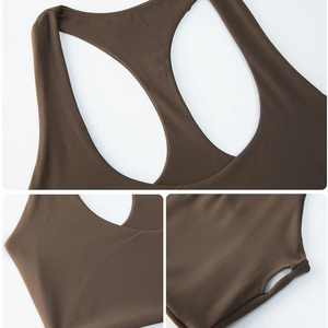 Women's Breathable Lightweight Nylon Spandex Sports <b>Bra</b>-High Support <b>Racerback</b> Seamless Yoga Activewear - Product Image 2
