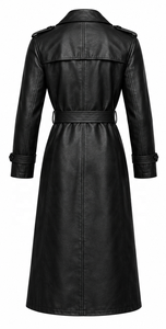 Manteau trench en cuir véritable pour homme |   Noir Brun Ivoire |   Fabricant OEM ODM |   Conception de qualité supérieure |   Vêtements en cuir | - Product Image 2