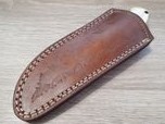 Handmade Camping Skinner <b>Knife</b> in Damascus Steel with Straight Back Blade Horn+<b>Bone</b> <b>Handle</b> and Leather Sheath - Product Image 6