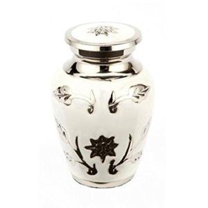 Urna Funeraria Blanca con Diseño Floral Turquesa, Tamaño Pequeño, para Cenizas de Adultos y Bebés, Recuerdo Conmemorativo, para Regalo - Product Image 1