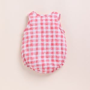 Premium Quality Organic <b>Muslin</b> Bubble Romper Pink Checks Print for Newborn <b>Baby</b> - Product Image 2